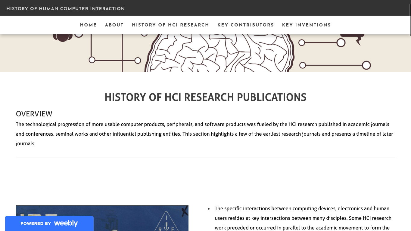 History of HCI webpage layout